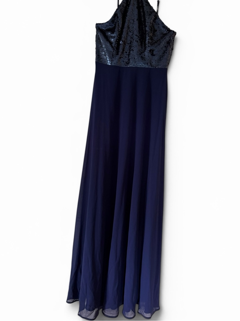 Navy Sequin Halter Formal Gown Maxi Dress Medium - Picture 6 of 7